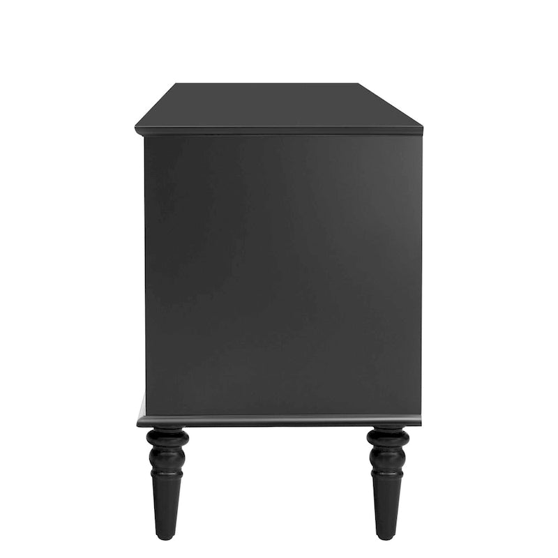 68.9 Retro TV Stand for TVs up to 75 Inches, Entertainment Center Media Console with Arched Style Fluted Glass Doors, 2Drawers