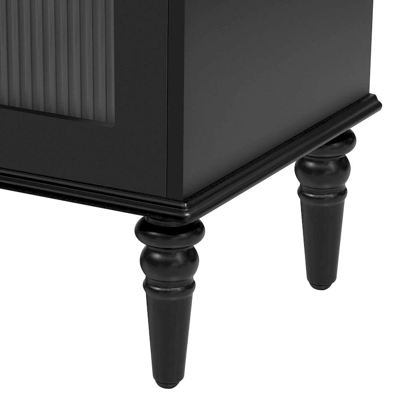 68.9 Retro TV Stand for TVs up to 75 Inches, Entertainment Center Media Console with Arched Style Fluted Glass Doors, 2Drawers