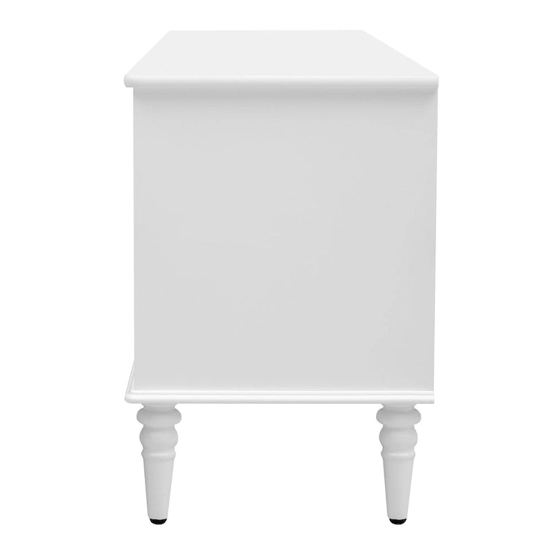 68.9 Retro TV Stand for TVs up to 75 Inches, Entertainment Center Media Console with Arched Style Fluted Glass Doors, 2Drawers