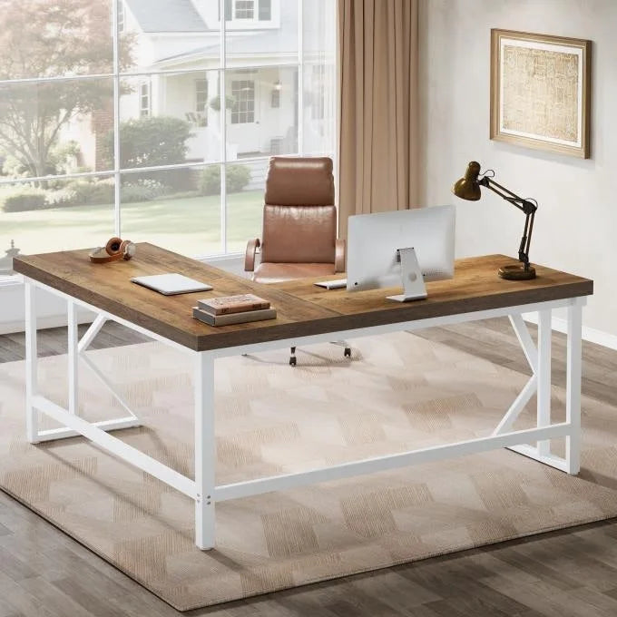 L-shaped Computer Desk, Industrial Corner Home Office Desk