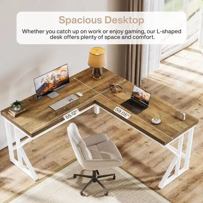 L-shaped Computer Desk, Industrial Corner Home Office Desk