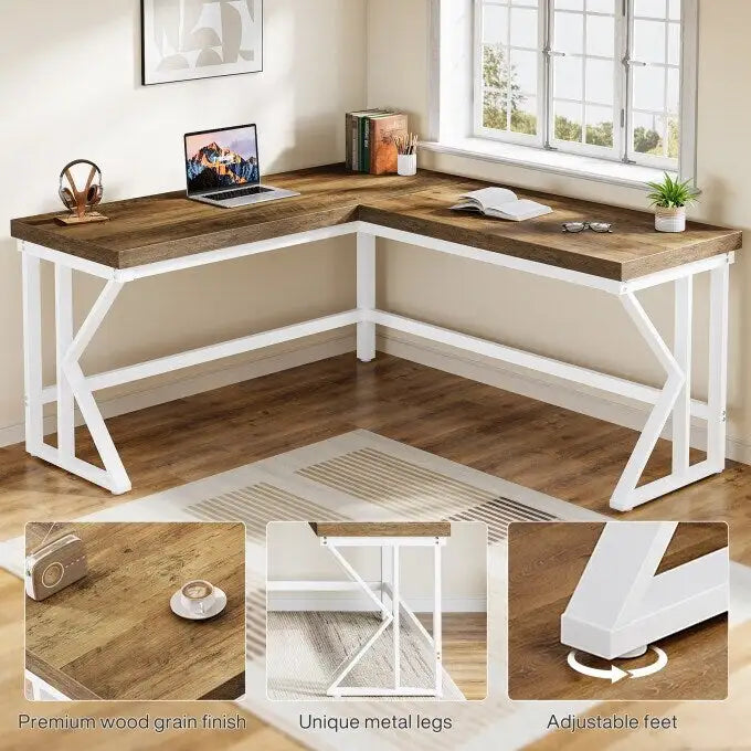 L-shaped Computer Desk, Industrial Corner Home Office Desk
