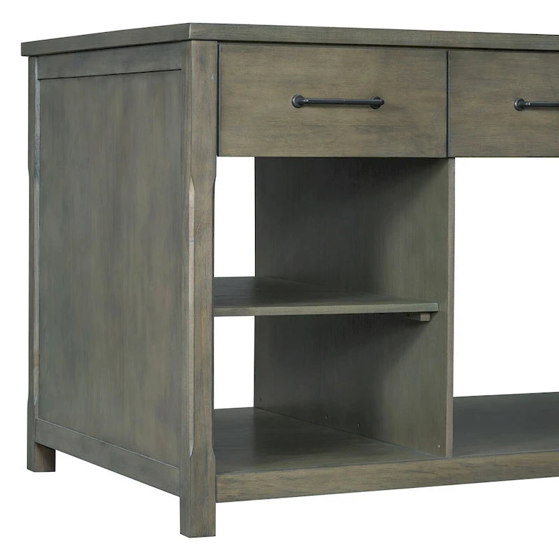 Mobile Kitchen Island, Extendable Table with USB Outlets and Storage