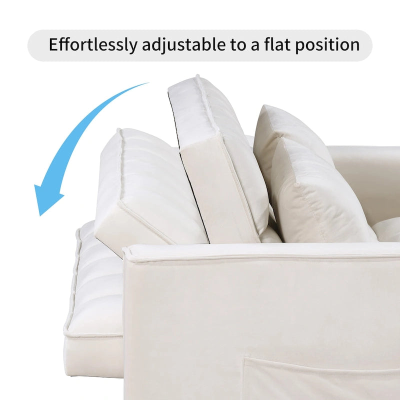Modern 68 Length Tufted Convertible Loveseat Sleeper Sofa Bed - 68L x 55W x 20H