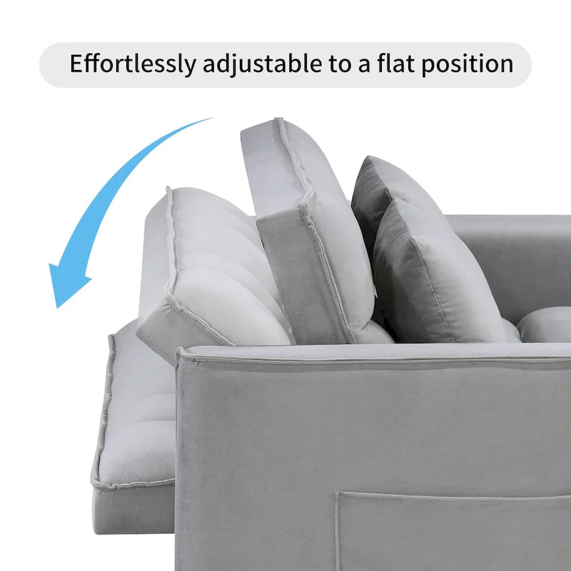 Modern 68 Length Tufted Convertible Loveseat Sleeper Sofa Bed - 68L x 55W x 20H
