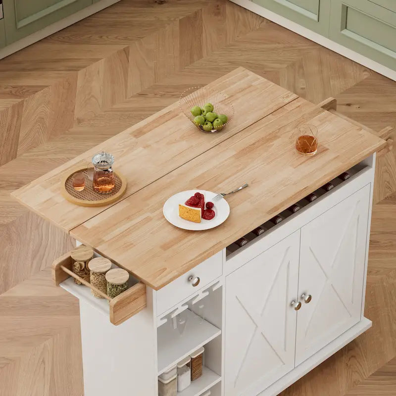 44 Inch Kitchen Island Cart With Solid Wood Top(no include stool)