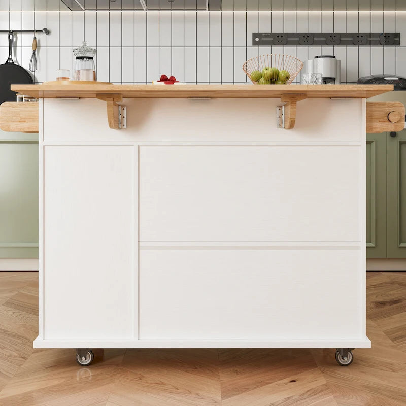44 Inch Kitchen Island Cart With Solid Wood Top(no include stool)