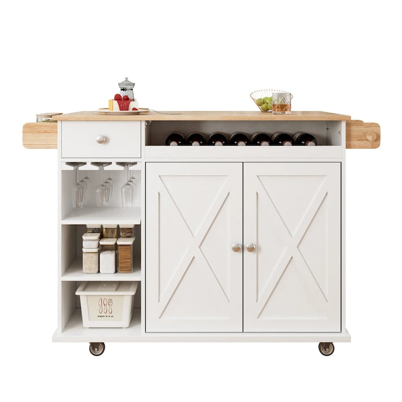 44 Inch Kitchen Island Cart With Solid Wood Top(no include stool)