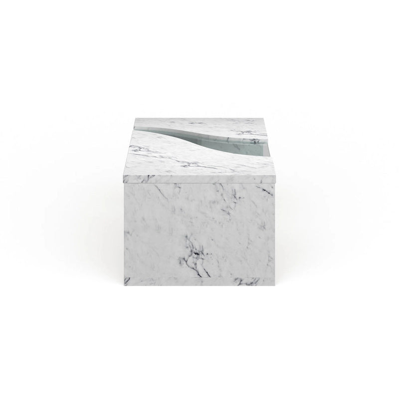Modern Faux Marble Veneer Coffee Table with Shelf by
