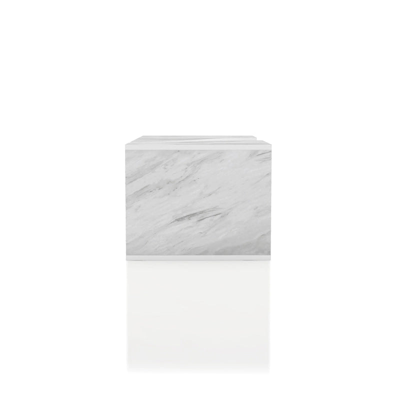 Modern Faux Marble Veneer Coffee Table with Shelf by