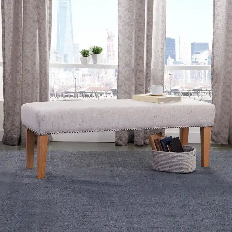 Upholstered Accent Bench w/ Nailhead Trim