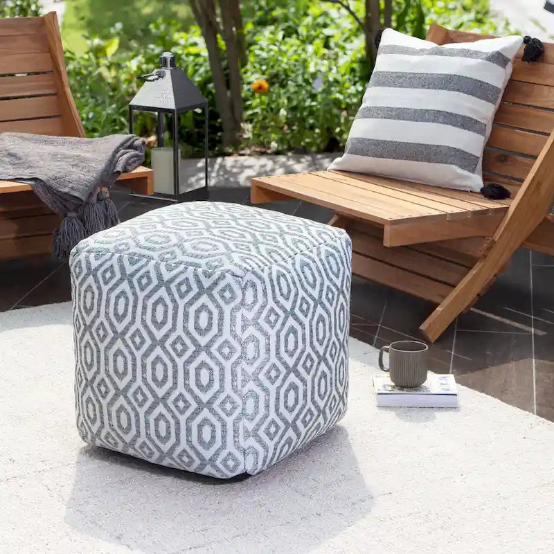 Indoor/Outdoor 18 x 18 Square Pouf Ottoman