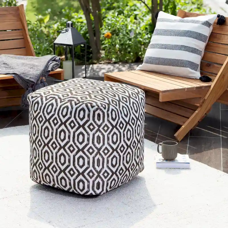 Indoor/Outdoor 18 x 18 Square Pouf Ottoman