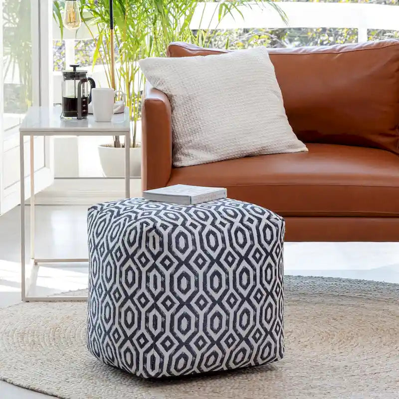 Indoor/Outdoor 18 x 18 Square Pouf Ottoman