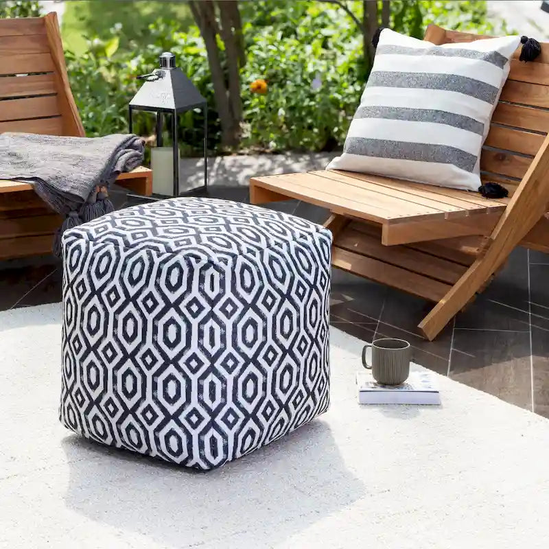 Indoor/Outdoor 18 x 18 Square Pouf Ottoman
