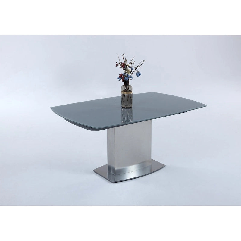 Dining Table with Glass Top - Grey/Silver