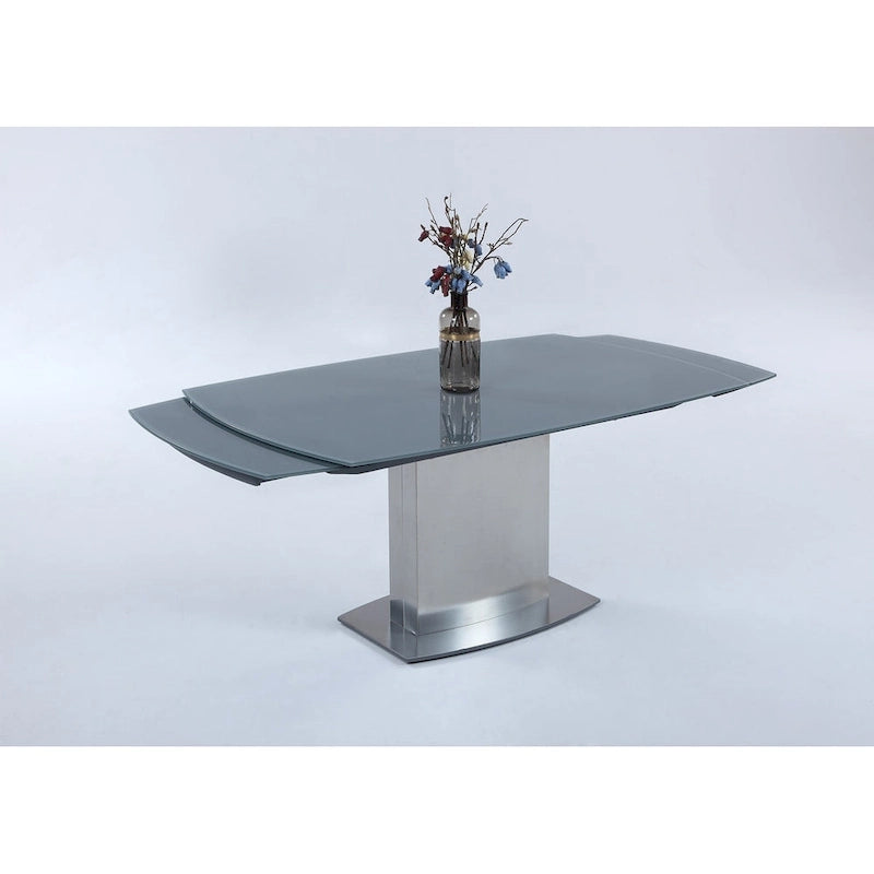 Dining Table with Glass Top - Grey/Silver