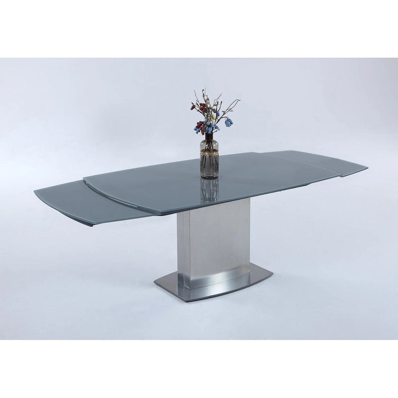 Dining Table with Glass Top - Grey/Silver