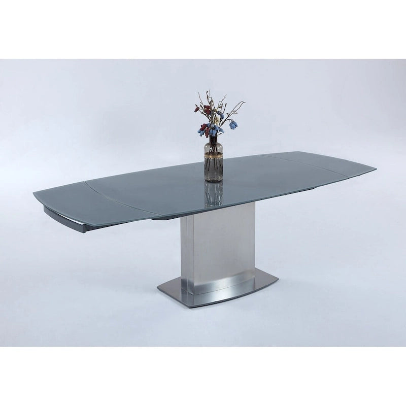 Dining Table with Glass Top - Grey/Silver