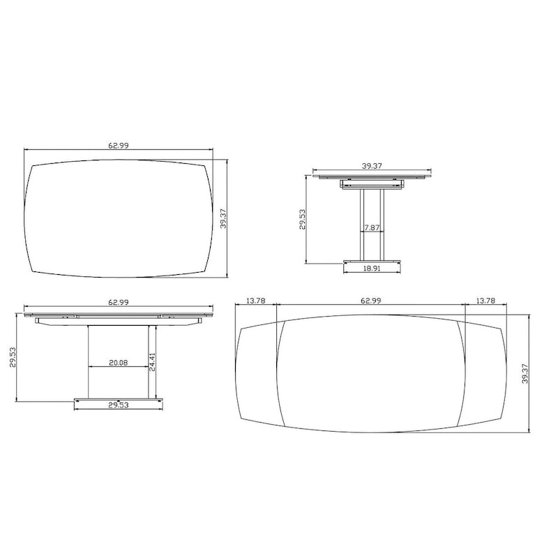 Dining Table with Glass Top - Grey/Silver