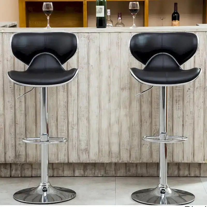 Leatherette Airlift Adjustable Swivel Barstool (Set of 2)