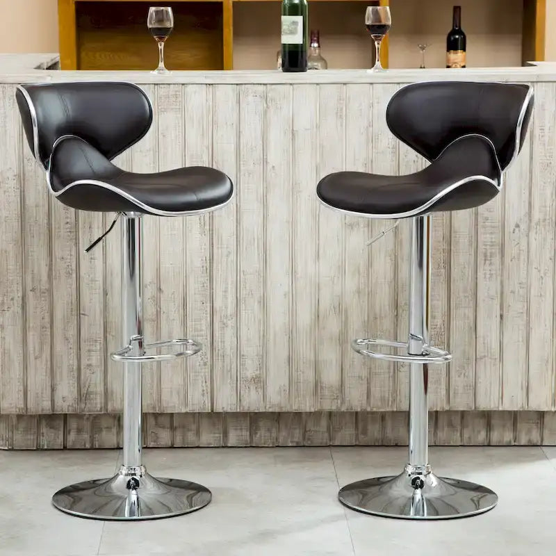 Leatherette Airlift Adjustable Swivel Barstool (Set of 2)