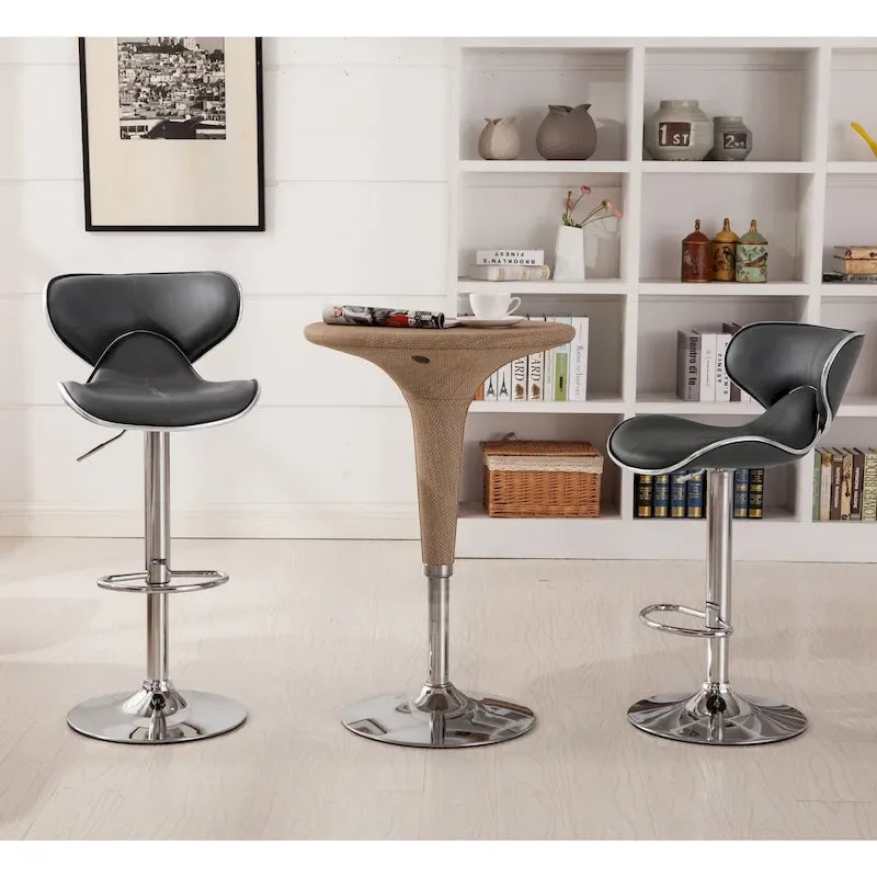 Leatherette Airlift Adjustable Swivel Barstool (Set of 2)