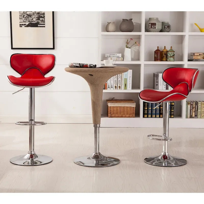 Leatherette Airlift Adjustable Swivel Barstool (Set of 2)