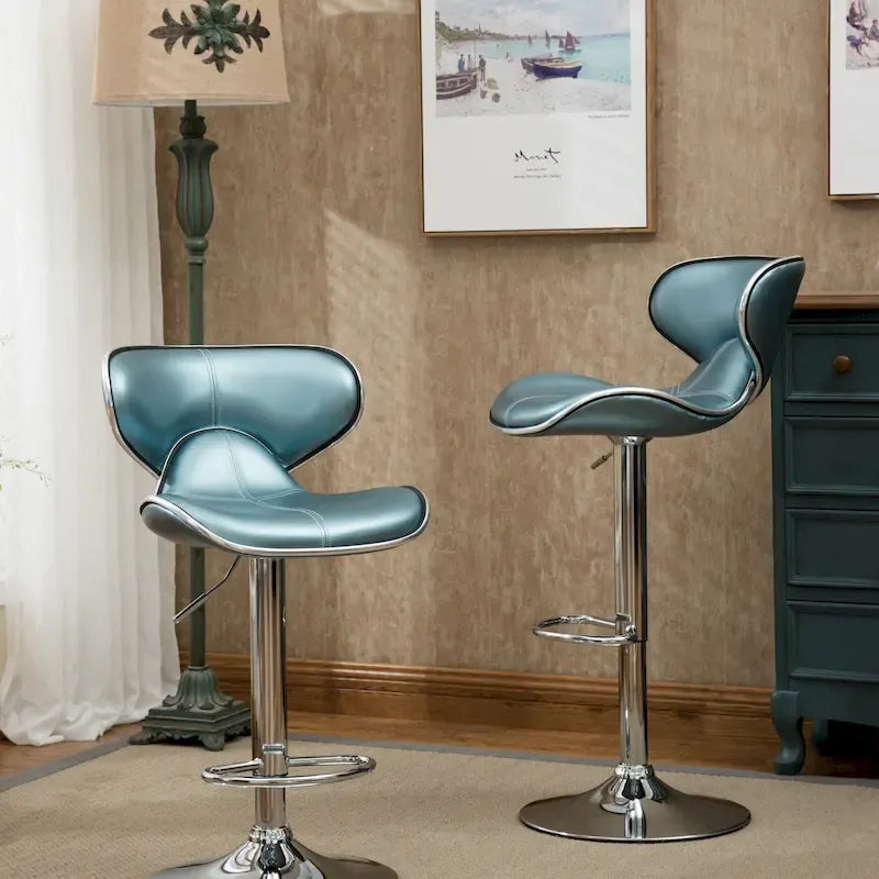 Leatherette Airlift Adjustable Swivel Barstool (Set of 2)