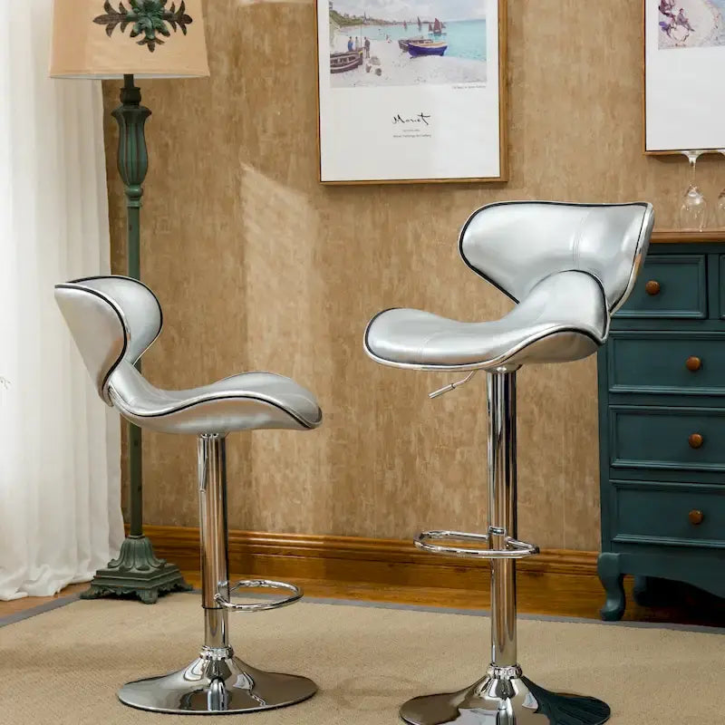 Leatherette Airlift Adjustable Swivel Barstool (Set of 2)