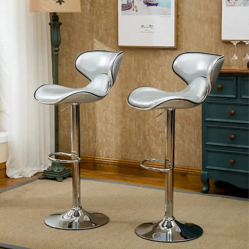 Leatherette Airlift Adjustable Swivel Barstool (Set of 2)