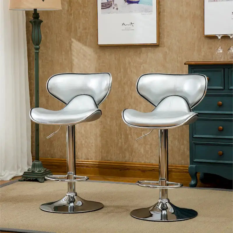 Leatherette Airlift Adjustable Swivel Barstool (Set of 2)