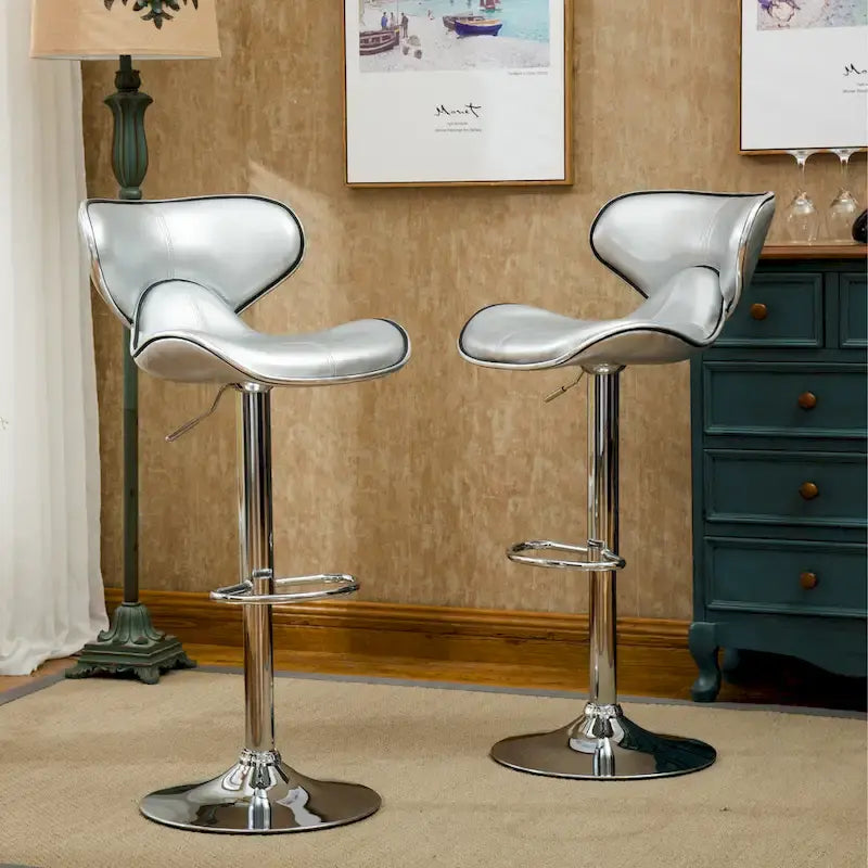 Leatherette Airlift Adjustable Swivel Barstool (Set of 2)