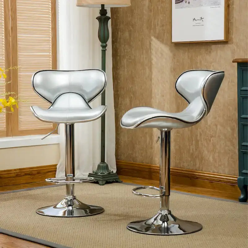 Leatherette Airlift Adjustable Swivel Barstool (Set of 2)