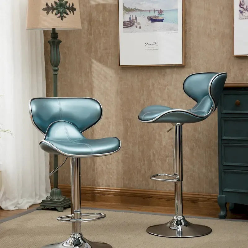Leatherette Airlift Adjustable Swivel Barstool (Set of 2)
