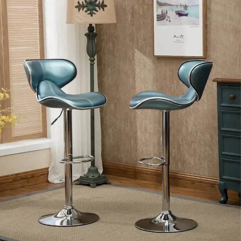 Leatherette Airlift Adjustable Swivel Barstool (Set of 2)
