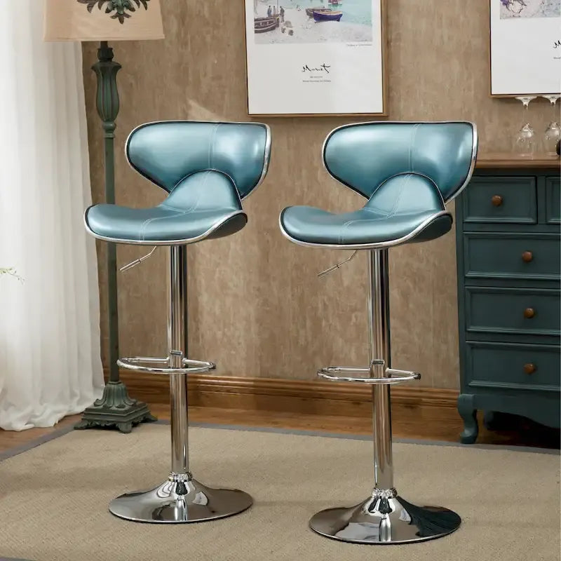 Leatherette Airlift Adjustable Swivel Barstool (Set of 2)