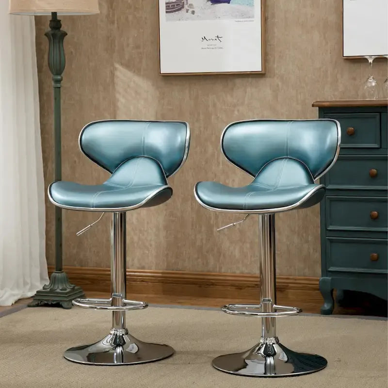 Leatherette Airlift Adjustable Swivel Barstool (Set of 2)