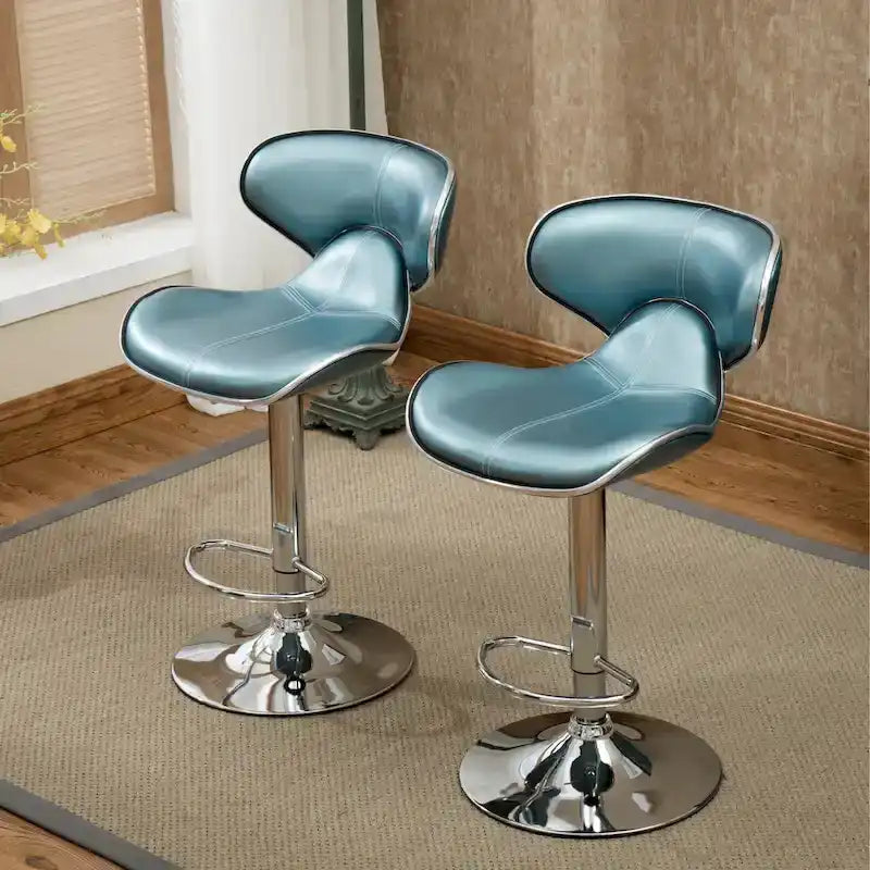 Leatherette Airlift Adjustable Swivel Barstool (Set of 2)