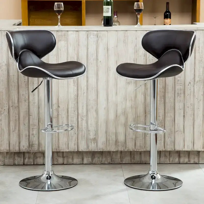 Leatherette Airlift Adjustable Swivel Barstool (Set of 2)