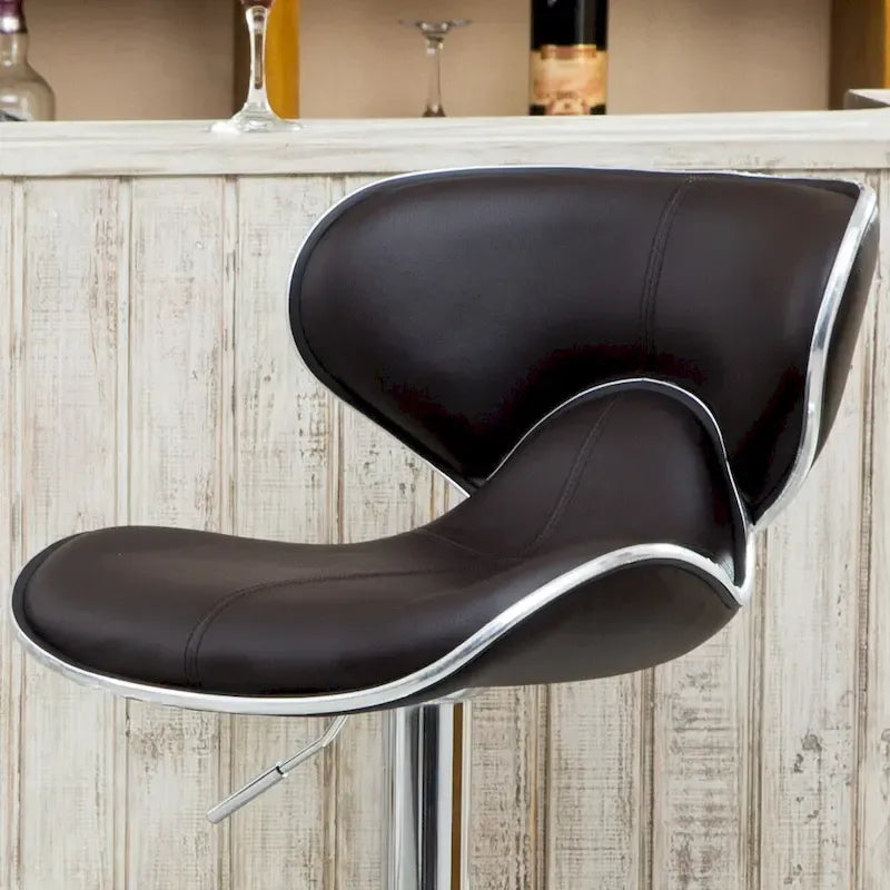 Leatherette Airlift Adjustable Swivel Barstool (Set of 2)