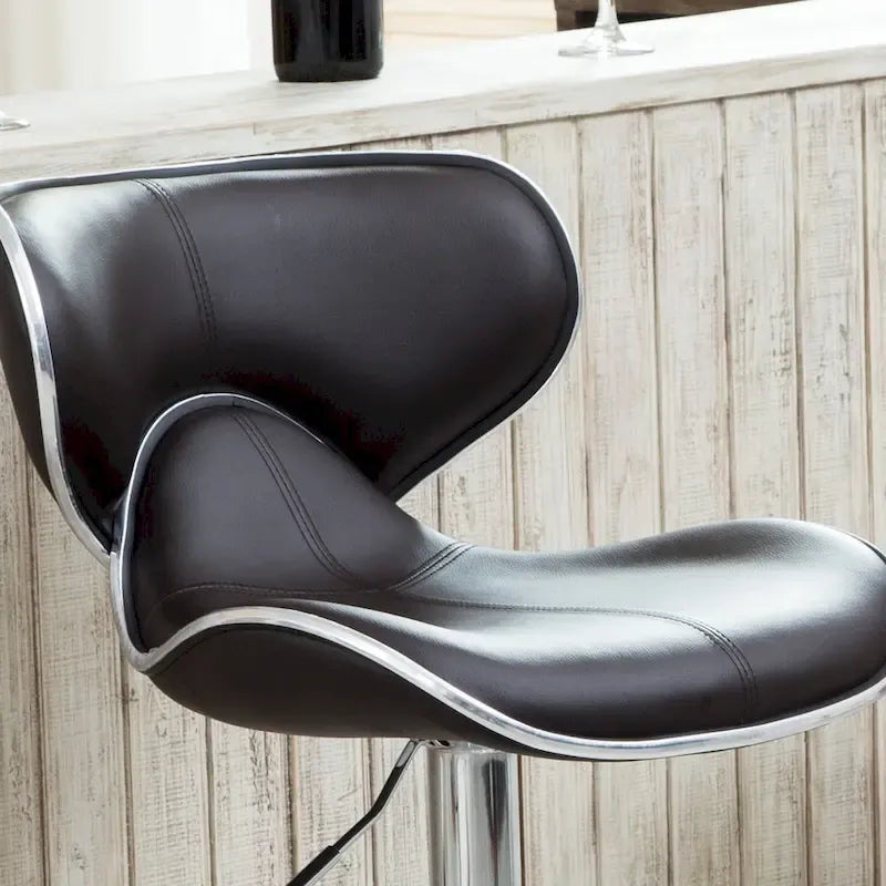 Leatherette Airlift Adjustable Swivel Barstool (Set of 2)