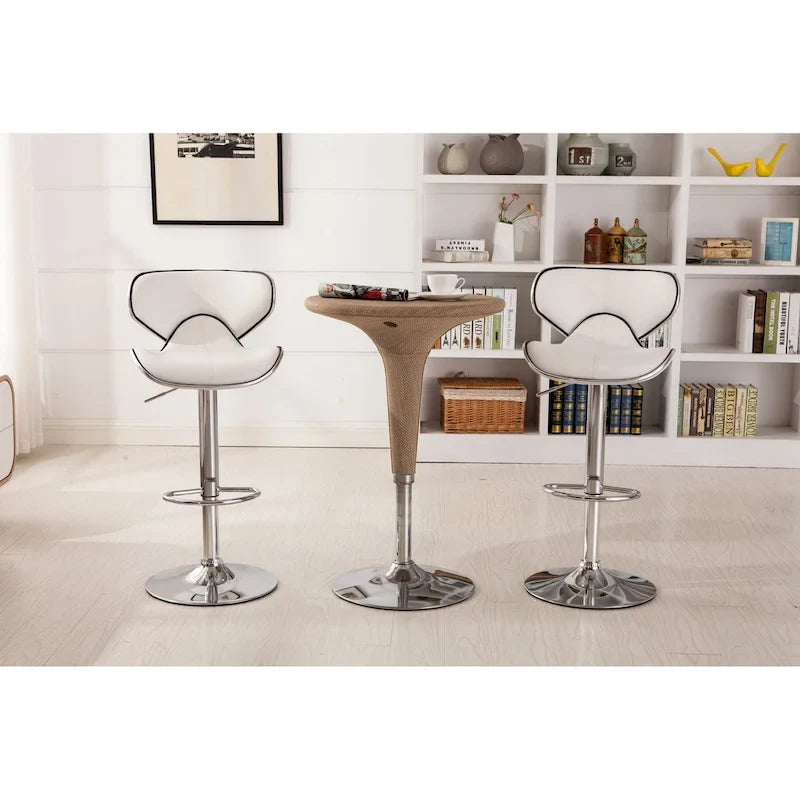 Leatherette Airlift Adjustable Swivel Barstool (Set of 2)