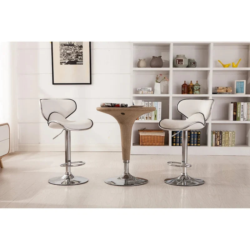Leatherette Airlift Adjustable Swivel Barstool (Set of 2)