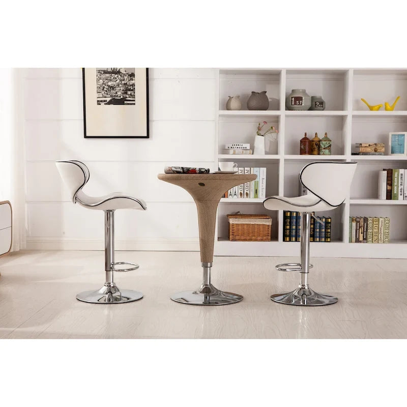 Leatherette Airlift Adjustable Swivel Barstool (Set of 2)