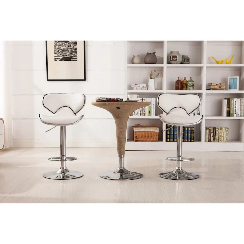 Leatherette Airlift Adjustable Swivel Barstool (Set of 2)