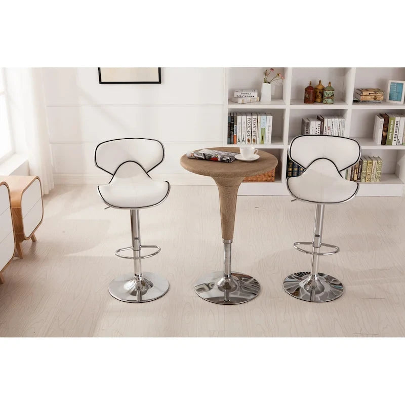 Leatherette Airlift Adjustable Swivel Barstool (Set of 2)