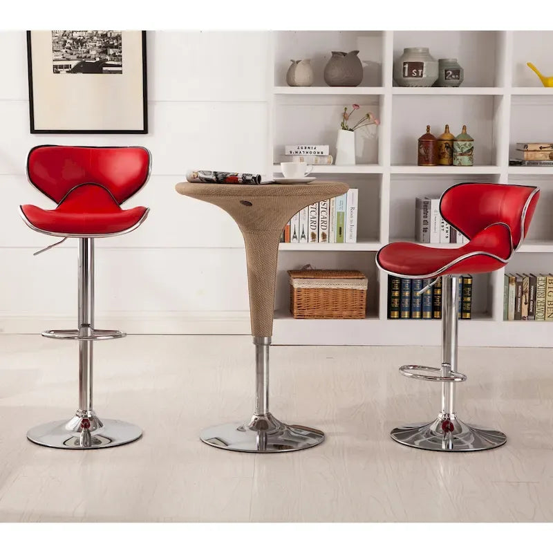 Leatherette Airlift Adjustable Swivel Barstool (Set of 2)