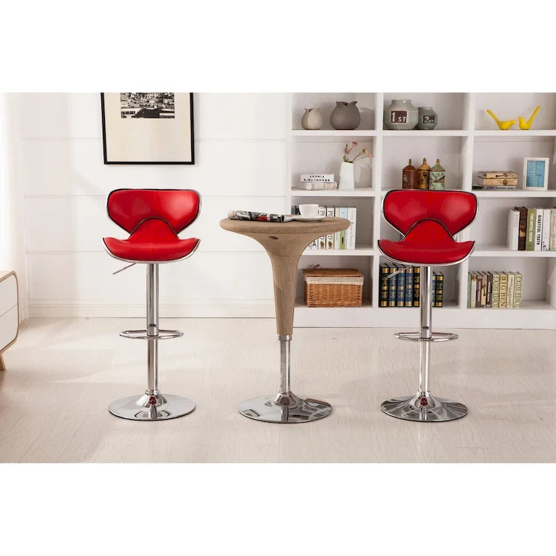 Leatherette Airlift Adjustable Swivel Barstool (Set of 2)