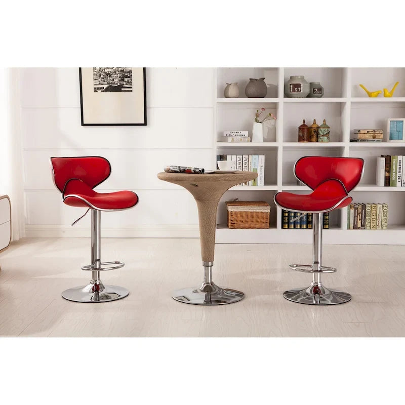Leatherette Airlift Adjustable Swivel Barstool (Set of 2)